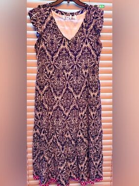 THML Navy, White, Pink Printed Sleeveless Maxi Shift EUC Size-Latge